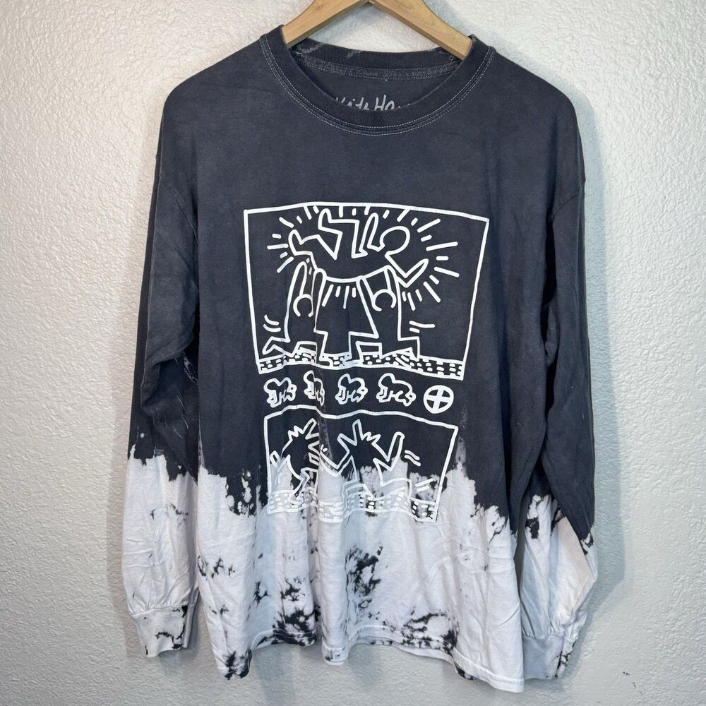 Keith Harring T Shirt M Men Gray Long Sleeve Tee Goodie Two Sleeves Art Museum